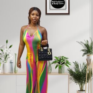 Rainbow Halter/ Bear-back Jumpsuit – Bold, Colourful & Confident