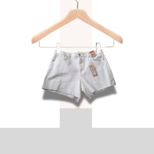 White Denim Shorts –Mom High-Waist Jean Shorts for Summer Casual Outfits(Size UK18)