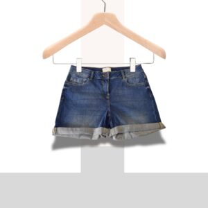 Denim Shorts – Classic Blue High-Waist Jean Shorts with Rolled Hem (Size UK10)