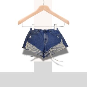 High-Waisted Distressed Denim Shorts